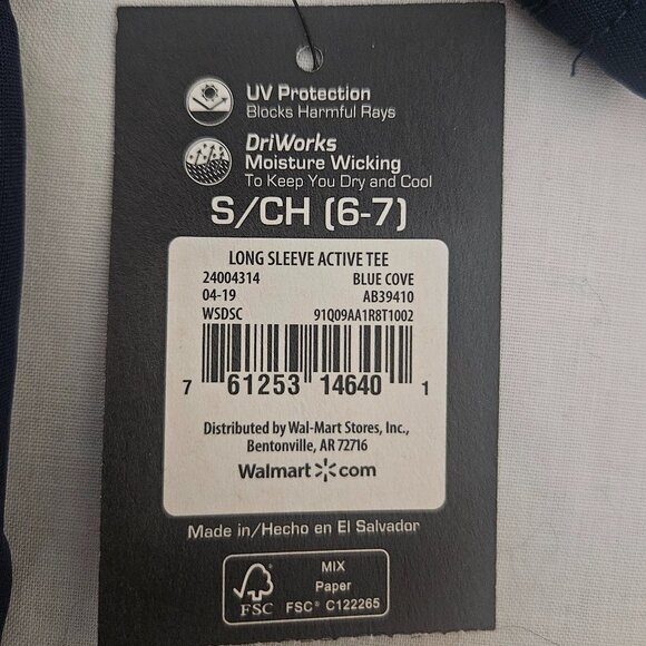 Athletic Works Long Sleeve Shirt Size Small Blue Football Moisture Wicking NWT - Picture 6 of 6